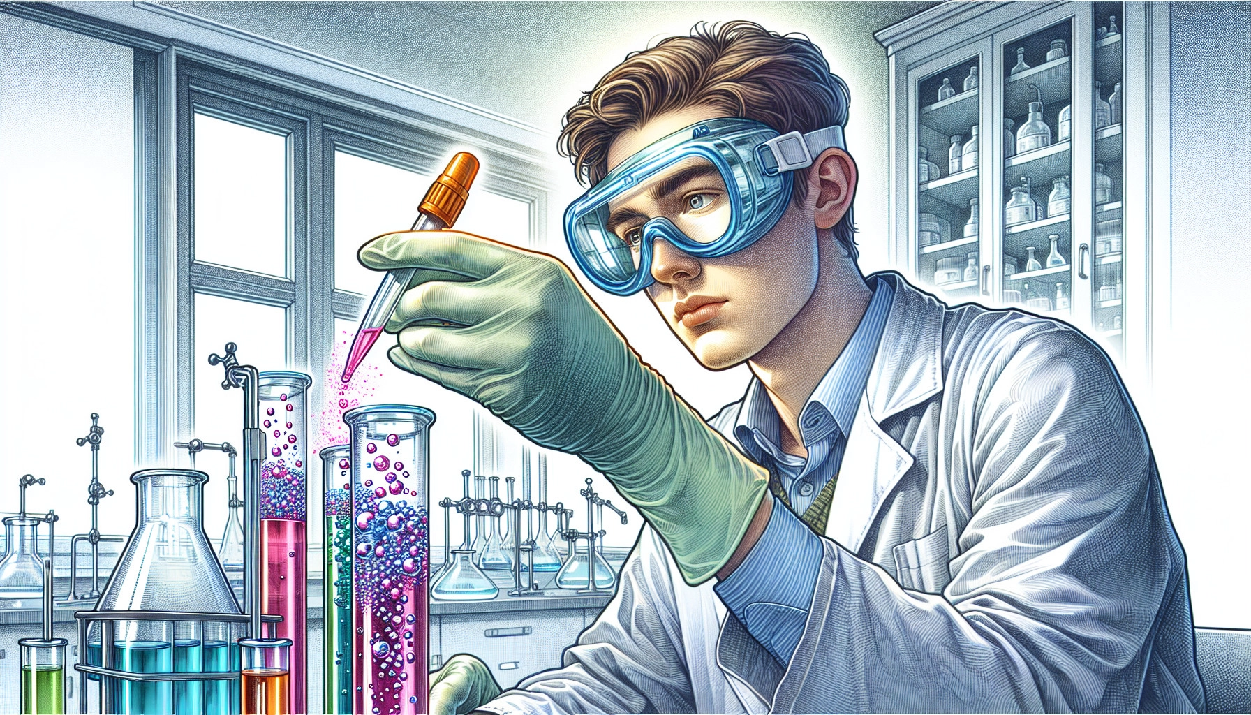 Chemical Safety: Essential Tips For A Hazard-Free Environment » A4Fddeb4 Bbd5 4944 A594 Fc8466778Dd4 | Water Solutions Unlimited Illustration Of A Person Wearing Safety Goggles And Gloves While Handling Chemicals